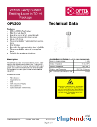 Datasheet OPV200 manufacturer OPTEK