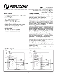Datasheet PI74ALVCH16646V manufacturer Pericom