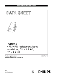 Datasheet PUMH15 manufacturer Philips
