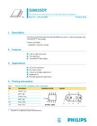Datasheet SI9925DY manufacturer Philips