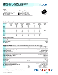 Datasheet R05I09 manufacturer Recom