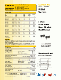 Datasheet RBM-1212D manufacturer Recom