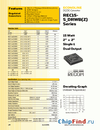 Datasheet REC15-1205SRWB manufacturer Recom