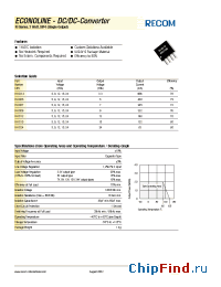 Datasheet RI-0509 manufacturer Recom