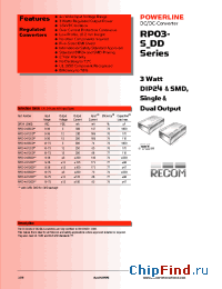 Datasheet RP03-2412SD manufacturer Recom