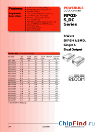 Datasheet RP03-4805SC manufacturer Recom