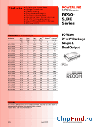 Datasheet RP10-1205DE manufacturer Recom