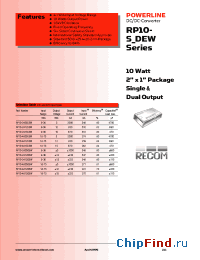 Datasheet RP10-4805SEW manufacturer Recom