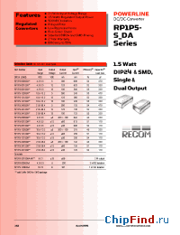 Datasheet RP1P5 manufacturer Recom