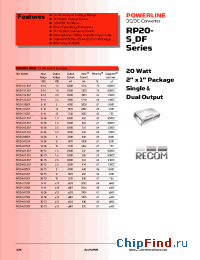 Datasheet RP20-1212SF manufacturer Recom