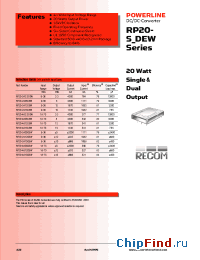 Datasheet RP20-2405DEW manufacturer Recom