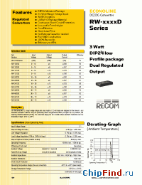 Datasheet RW-1205D manufacturer Recom