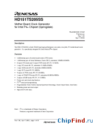 Datasheet HD151TS205SS manufacturer Renesas
