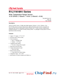Datasheet R1LV1616HSA-4LI manufacturer Renesas