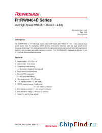 Datasheet R1RW0404DGE-2PR manufacturer Renesas