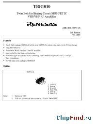 Datasheet TBB1010 manufacturer Renesas