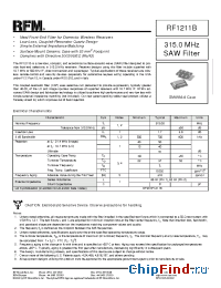 Datasheet RF1211B manufacturer RF Monolithics