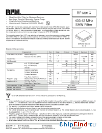 Datasheet RF1391C manufacturer RF Monolithics