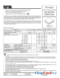 Datasheet RF1404D manufacturer RF Monolithics