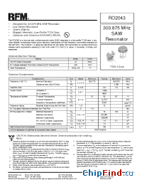 Datasheet RO2043 manufacturer RF Monolithics