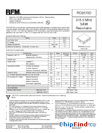 Datasheet RO2073D manufacturer RF Monolithics