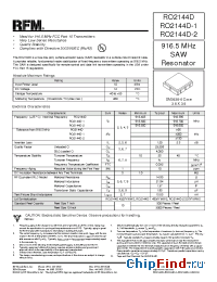 Datasheet RO2144D manufacturer RF Monolithics