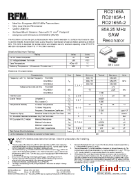 Datasheet RO2165A-1 manufacturer RF Monolithics