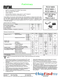 Datasheet RO2166A manufacturer RF Monolithics