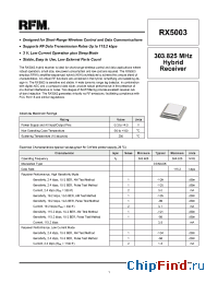 Datasheet RX5003 manufacturer RF Monolithics