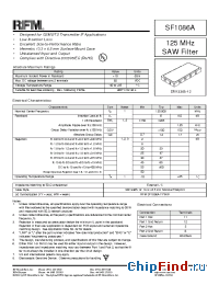 Datasheet SF1086A manufacturer RF Monolithics