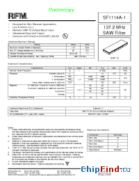 Datasheet SF1114A-1 manufacturer RF Monolithics