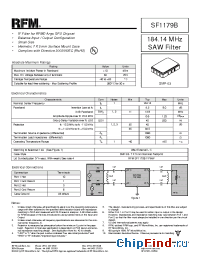 Datasheet SF1179B manufacturer RF Monolithics