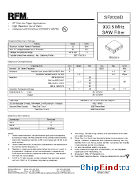 Datasheet SF2008D manufacturer RF Monolithics