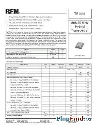 Datasheet TR1001 manufacturer RF Monolithics