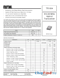 Datasheet TR1004 manufacturer RF Monolithics