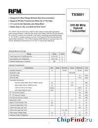 Datasheet TX5001 manufacturer RF Monolithics