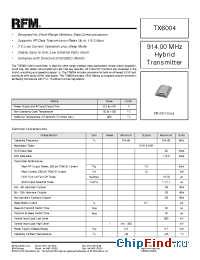 Datasheet TX6004 manufacturer RF Monolithics