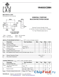 Datasheet 1N4003CSM4-JQR-B manufacturer SemeLAB