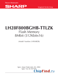 Datasheet LH28F800BGHB-TTLZK manufacturer SHARP