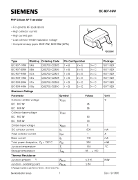 Datasheet BC808-25W manufacturer Siemens