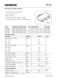 Datasheet BDP952 manufacturer Siemens