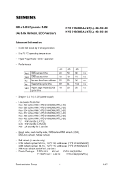 Datasheet HYB3165805ATL-60 manufacturer Siemens