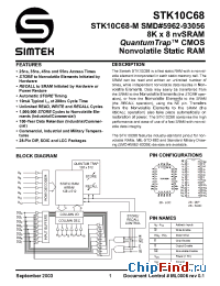 Datasheet STK10C68-30M manufacturer Simtek