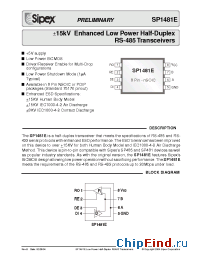 Datasheet SP1481E manufacturer Sipex