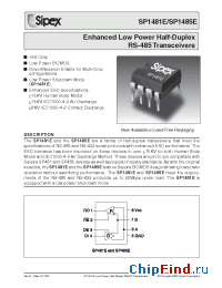 Datasheet SP1481EEN-L manufacturer Sipex