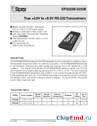 Datasheet SP3222BCP manufacturer Sipex