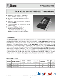 Datasheet SP3222ET manufacturer Sipex