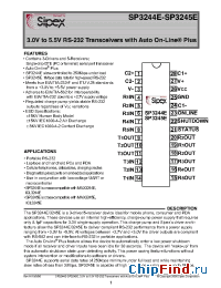 Datasheet SP3244E manufacturer Sipex