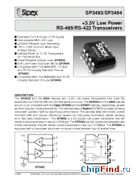 Datasheet SP3493 manufacturer Sipex