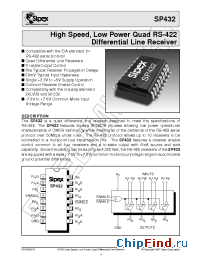 Datasheet SP432 manufacturer Sipex